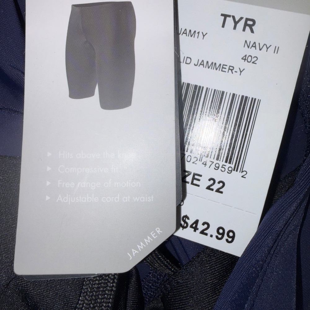 TYR Boys Solid Jammer Swim Shorts Navy Blue Size 22 RJAM1Y UPF 50+ NWT - Picture 6 of 6